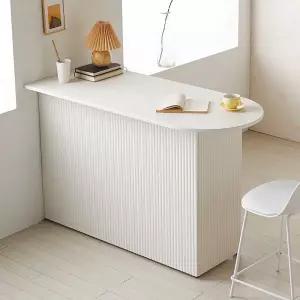 블리스데코 프루아 1400 템바보드 반타원 렌지대 수납장 아일랜드 홈바 식탁 NDD171-C (착불)