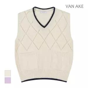 [반에이크] 브이넥 다이아패턴 니트베스트_VB32KVM302Z