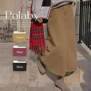 핫핑 [포근함] 폴라비 피치기모 뒷밴딩 A라인 코튼 롱스커트