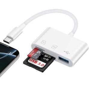 삼성 갤럭시 S25용 S25 울트라 USB C SD 카드 리더기 /S24 울트라 FE /S23 /S22,3 in 1 USB-C 메모리 트레일 카메라 카드 어댑터와 SD /Micro SD 카드 및 iPhone 16용 USB 포트 /Mac /iPad /Laptop
