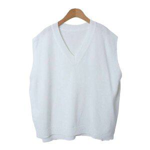 [신세계라이브쇼핑][샵앤] 국산 여성 루즈핏 레이어드 V넥 옆트임 6컬러 니트 조끼 JLE-WVS-4295-아이보리