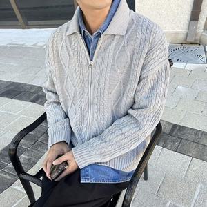 남자니트가디건 꽈배기 니트 집업 오버핏 가디건