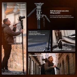 COMAN M1 Pro V5 카본 파이버 여행용 모노포드 퀵 릴리즈 플레이트 DSLR 카메라 스탠드 경량 원클릭 리프팅