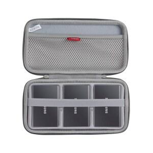 [미국배송] 삼성 T7 / 터치 휴대용 SSD 1TB 2TB 500GB USB 3.2 외장 솔리드 스테이트 드라이브용 HERMITSHELL 하드 여행용 케이스 (하드 드라이브 3개용 케이스 회색)