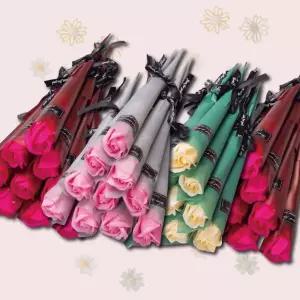 (도도매샵)비누 장미꽃 한송이(10송이 한다발)/비누꽃/조화/졸업식/비누/꽃선물/답례