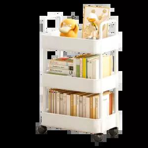 리브온 틈새 수납 정리대 트롤리 + 바퀴 + 걸이 + 스티커, 화이트 3단, 36 x 24 x 69 cm