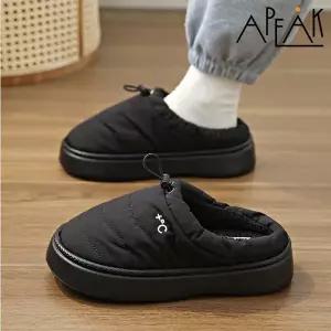 [시즌오프]폭신 따뜻 여성 경량 패딩 겨울 털슬리퍼 뮬 블랙