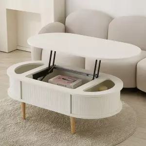 [노르웨이숲]원목 타원형 템바보드 거실 리프트업 테이블 리프트 소파 테이블 800