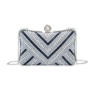 트모어 펄 클러치 핸드백 여성 이브닝 웨딩 프롬 칵테일 파티를 위한 체인이 달린 고급 구슬 신부