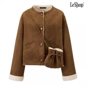 양털 시어링 배색 가방 세트 무스탕 자켓 (DP4JK021A)