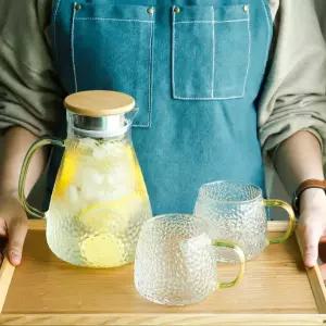 주전자 컵 유리 핸들 직화 잔 세트 패턴 홈카페 티포트 물병 컬러 모자이크 두오모 내열