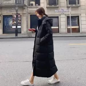 겨울 모던하면서 발목까지 오는 캐주얼 롱패딩 기본 겨울 보세 아우터 밑단 직장인 후드 점퍼 패딩 겨울 한
