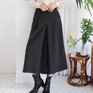 여성 기모 치마바지 와이드핏 8부 뒷밴딩 바지