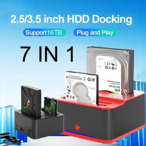 7IN 1 HDD 도킹 스테이션 SATA-USB 3.0 어댑터-2.5 3.5 SSD 디스크 케이스 박스 도크 하드 드라이브 7 Dock