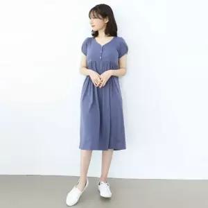 반팔 유리단추 원피스 수유복 만삭 임부복 빅사이즈