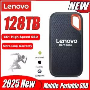 Lenovo 128TB 실제 용량 휴대용 SSD 고속 외장 하드 드라이브 16TB 디스크 노트북/PC용 USB3.1 Type-C 저장