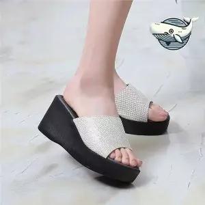 [하프클럽/]여름 통굽 웨지힐 미용실 신발 데일리 슬리퍼