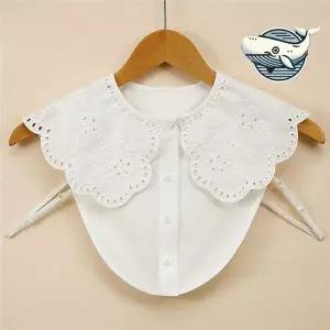 [하프클럽/]여름 레이어드 빅카라 펀칭 자수 넥케이프