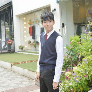 롱 남자 네이비 학생니트조끼 몰 여자니트조끼