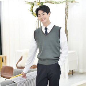 학생복 보풀방지 남자 그레이와인라인 조끼 몰