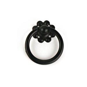인테리어 손잡이 꽃링고리 흑색 70mm 가구손잡이 대문