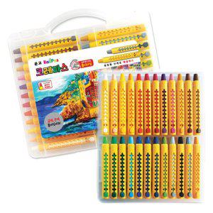 손에 묻지 않는 홀더타입 레일 크레파스 24색 묻지않