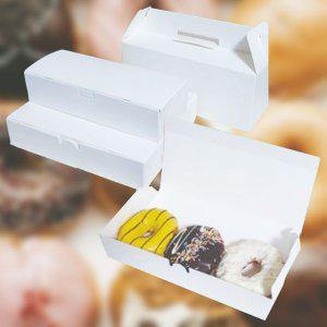 화이트 도너츠상자 베이커리 도넛3구 포장 소형 10매