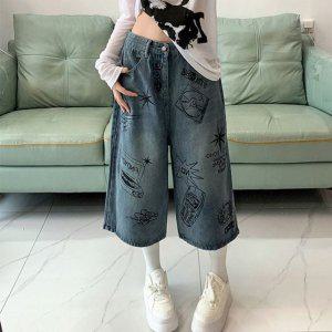 여자하의 여성 팬츠 칠부 여성바지 패션 Y2K