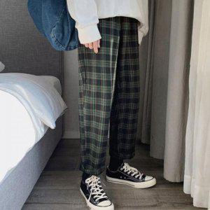 카코 슬랙스 일자 일자통 바지 학생 면 롤업팬