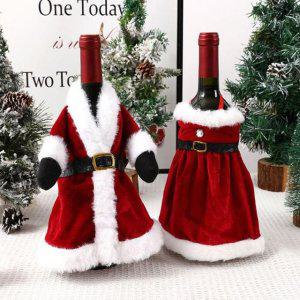 크리스마스 장식 데코 용품 홈파티 소품 미니 와인병 유리병 산타복 커버
