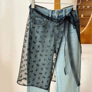 장식 앞치마 레이 청바지거즈 플라워 스커트거즈