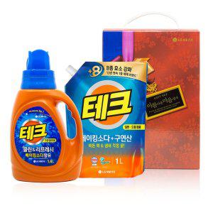 테크 일반드럼 겸용 액체세제 1.4L 용기 + 1L 리필 세트_(3개입)