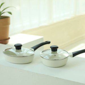 원형 세라믹 가벼운 알루미늄 오발그릴팬 화이트