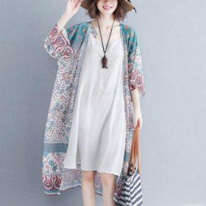 여성 롱가디건 쉬폰 모던 넉넉한핏 롱니트아우터