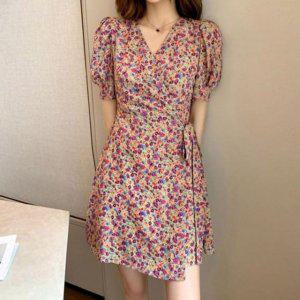 롱 원피스 긴팔 A라인 여름 브이넥 30 무늬