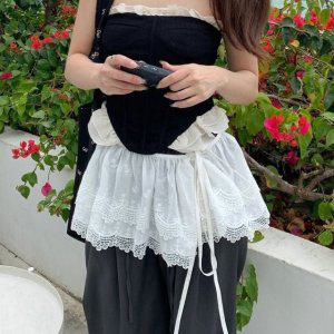 레이스 랩스커트 레이어드 치마 러블리 여름코디 페이크스커트 화이트 힙커버 이너스커트 벌룬