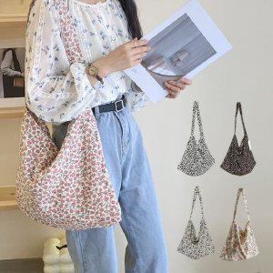 패턴에코백 가방 레오파드 플라워 꽃무늬 숄더백 여성 패션 꾸안꾸 캐주얼 보부상 장바구니 데