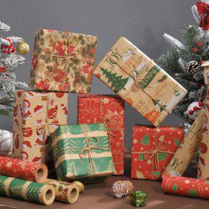 크리스마스 포장지 선물 답례품 단체선물 종이 크라프트지 성탄절 산타 트리 대용량 10M