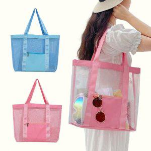 메쉬토트백 가방 숄더백 패션 여름 방수 비치백 수영장 장바구니 보부상 그물 바캉스룩 해변 젤