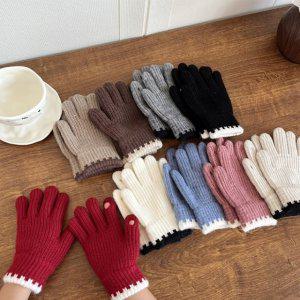 스티치 니트 핑거홀 장갑 글러브 초등학생 아동 키즈