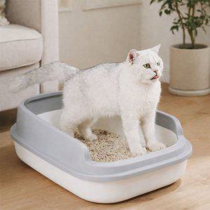 대용량 고양이 화장실 발모래방지 필터입구 반오픈형