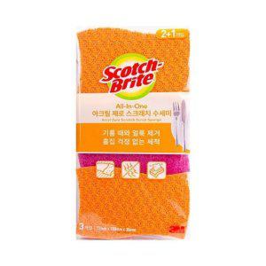 아크릴 주방세제 수세미 3세트 주방청소용 스크래치 방지 주방 세척용품
