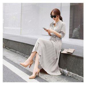 플리츠원피스 쉬폰원피스 롱 플리츠롱원피스 가을