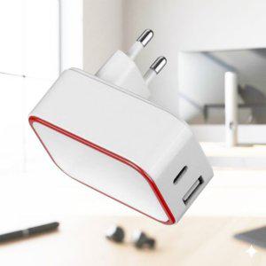 Coms 듀얼 포트 급속 충전기 가정용 2구 화이트