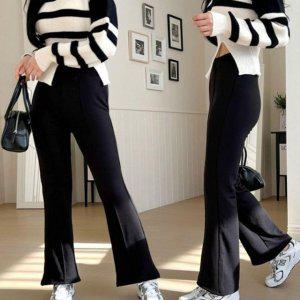 우먼 핀턱 라인디테일 포커스 소프트 고무줄 시그니처 부츠컷 트라우저 트레이닝세트 운동복 걸 팬츠추리닝