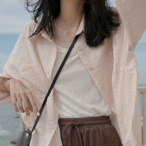 걸스 S/S 가을철 롱티 와이드핏 드레스셔츠 와이셔츠 바닐라 핑크 밝은색트렌디 여성용 흰색 봄블라우스 와