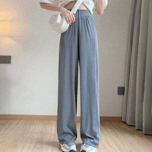 아이스터치 실크 여자 5톤 오버핏 심플레그 트라우저