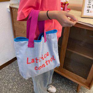 여자숄더백 에코 체크가방 여름백 레터링 예쁜