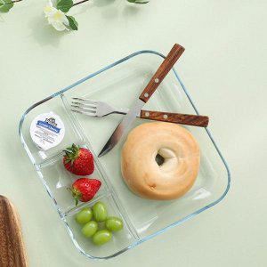 글라스 나눔 접시 4칸 (글라스 나눔접시 - L)