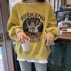 레이디스 머스트해브 레이어링 프린트 포인트컬러 릴렉스핏 플리스 스웻셔츠 후디 라운드탑맨투맨티 레이디